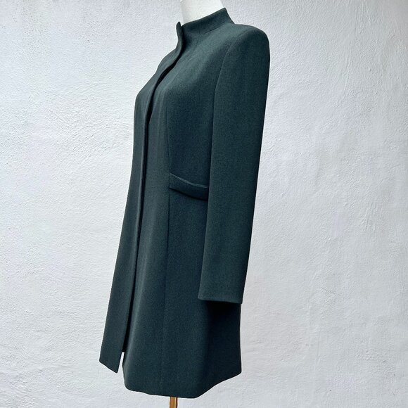 Alfani Military-Style Long Line Jacket Mandarin Collar Deep Green Size 8 Petite - Picture 11 of 16